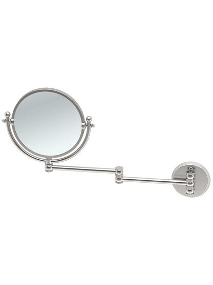 Swing Arm Wall-Mount Mirror - 14 inch Length in Satin Nickel.